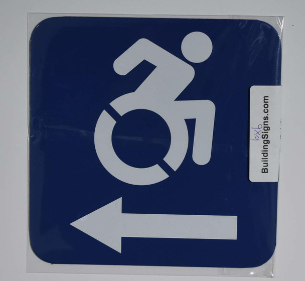 ADA-ACCESSIBLE Symbol Left Arrow  -Tactile s  -The Pour Tous Blue LINE