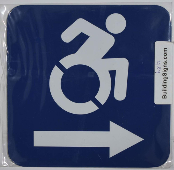 ADA-ACCESSIBLE Symbol Right Arrow  -Tactile s  -The Pour Tous Blue LINE