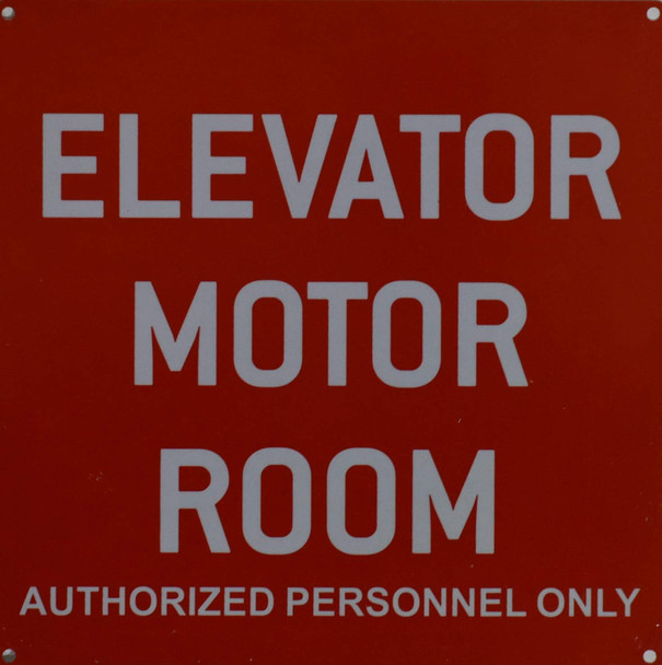 Elevator Motor Room Sign (red,10x10,Aluminium Rust Free)