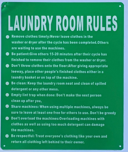 LAUNDRY ROOM RULES SIGN