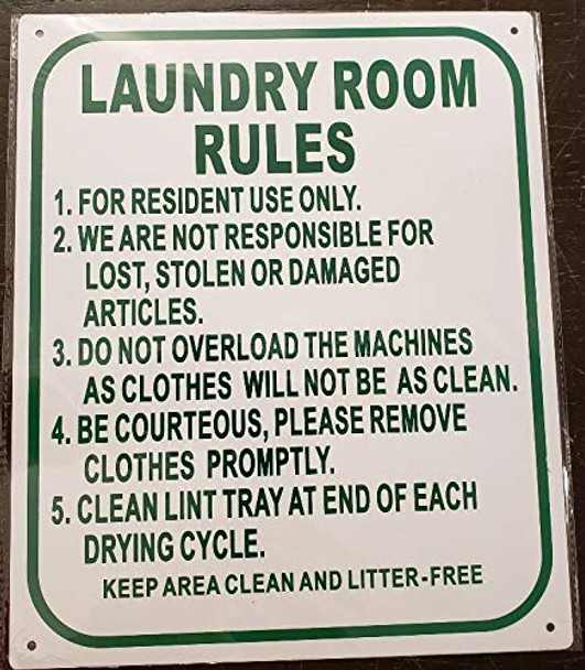 Laundry Room Rules  (,Aluminium -Rust Free)