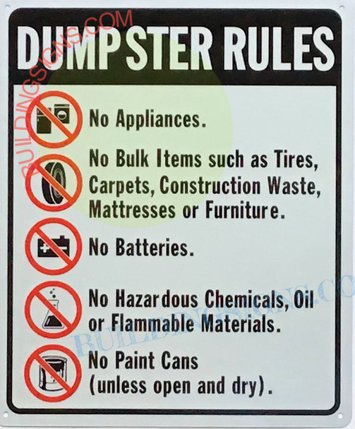 DUMPSTER RULES WITH SYMBOLS