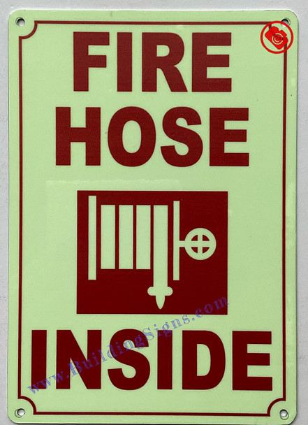 Photoluminescent FIRE HOSE INSIDE SIGN