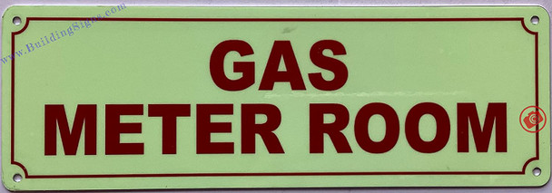 Photoluminescent GAS METER ROOM SIGN