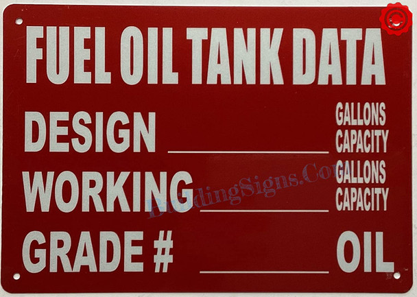 FUEL OIL TANK DATA SIGN