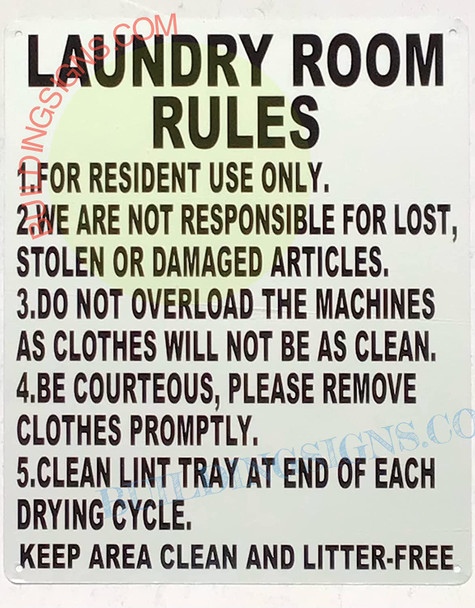 LAUNDRY ROOM RULES SIGN