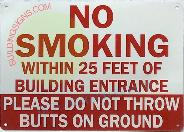 NO SMOKING WITHIN 25 FEET OF BUILDING ENTRANCE SIGN