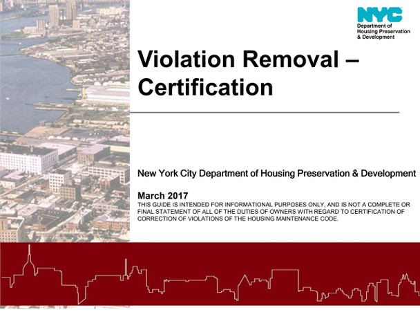 Violation removal and certification steps hpd nyc