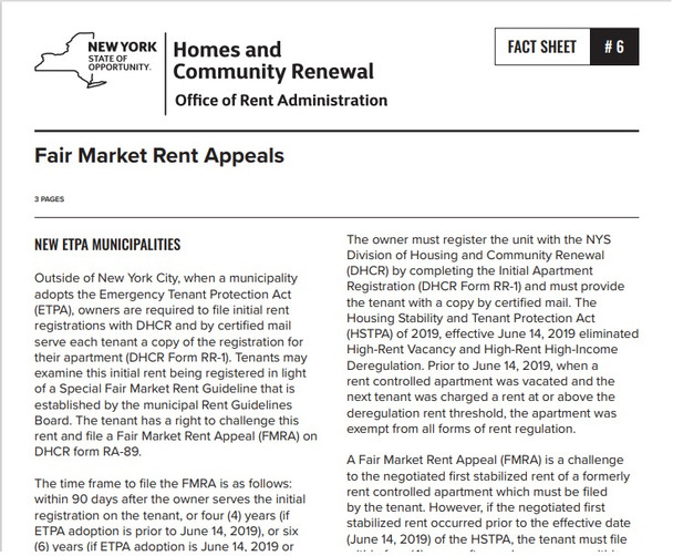 Fact Sheet #6: Fair Market Rent Appeals