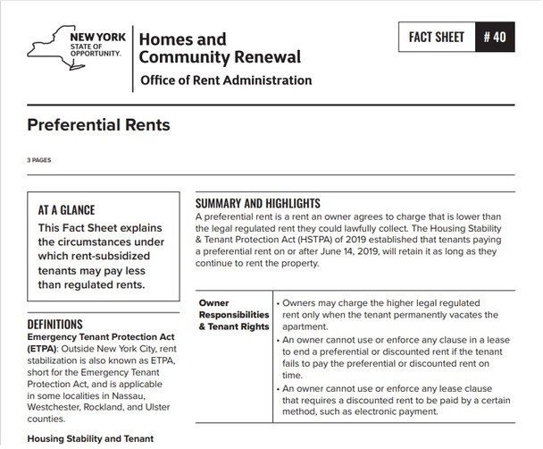 Fact Sheet #40: Preferential Rents