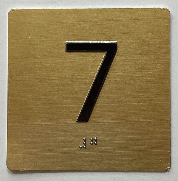 7TH FLOOR Elevator Jamb Plate Signage With Braille and raised number-Elevator FLOOR 7 number Signage  - The sensation line