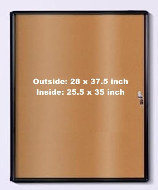 Indoor Enclosed Bulletin Board Cabinet - Bulletin Board Lockable Display Black Frame (Lockable with Key, Commercial use) (28x38)