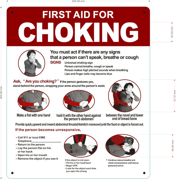 Signage  FIRST AID FOR CHOKING  - RESTURANT CHOKING