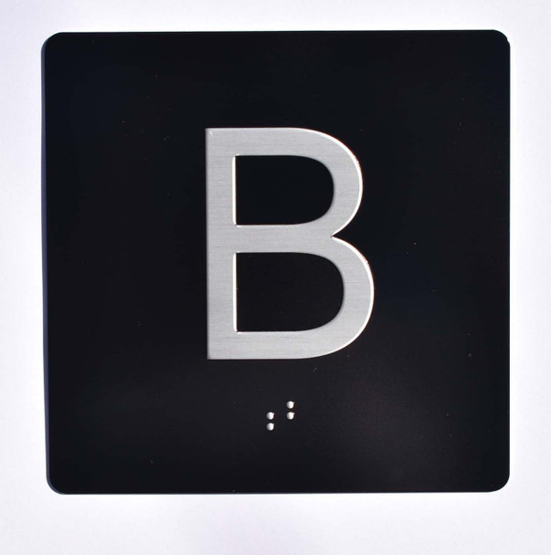Elevator JAMB Plate with Braille - Elevator Floor Number Brush BLACK Sign