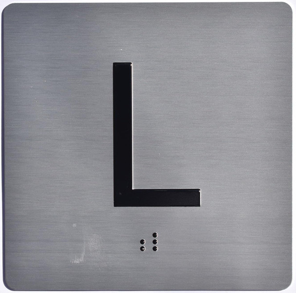 Elevator JAMB Plate with Braille - Elevator Floor Number Brush SILVER