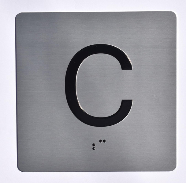 Elevator JAMB Plate with Braille - Elevator Floor Number Brush SILVER Sign