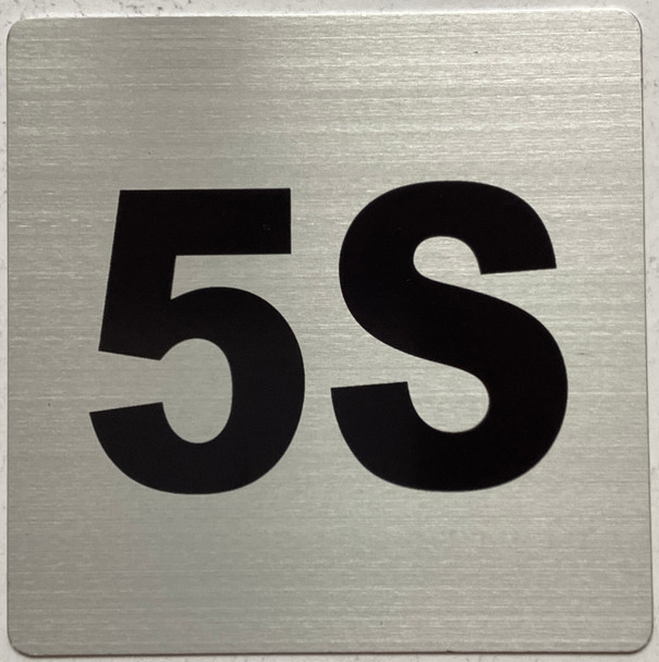 Apartment number 5S sign