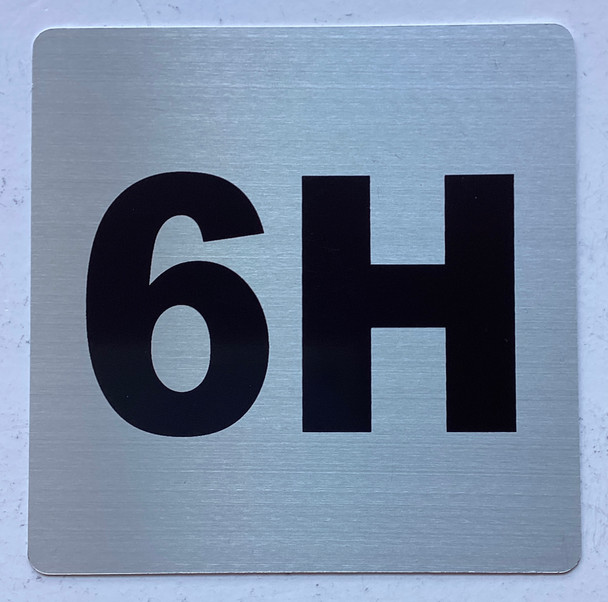 Apartment number 6H sign