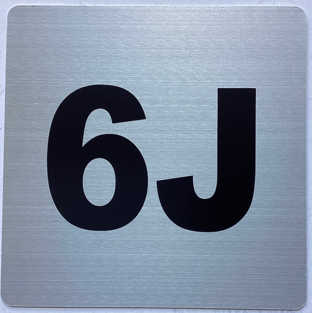 Apartment number 6J sign