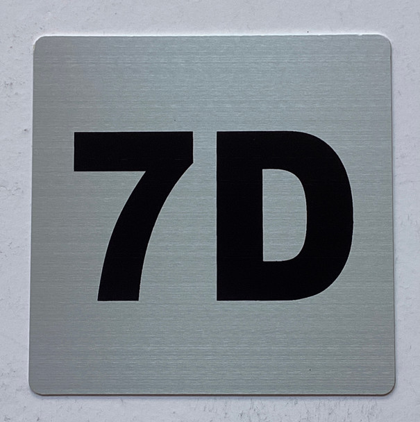 Apartment number 7D sign