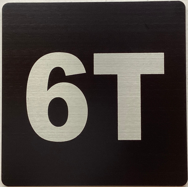 Apartment number 6T sign