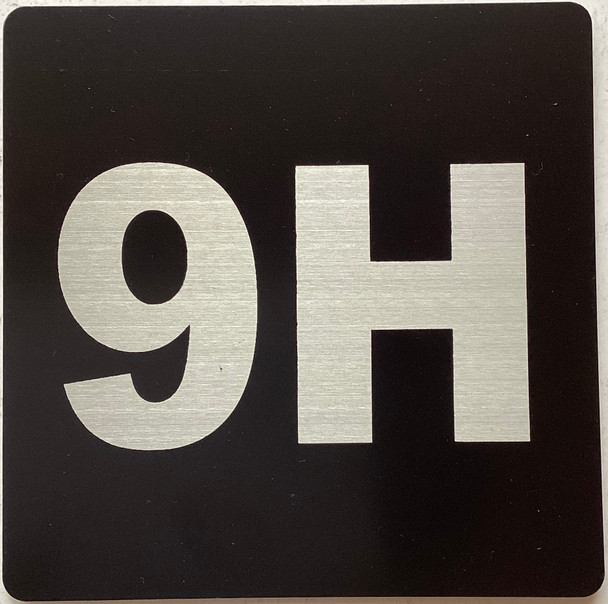 Apartment number 9H sign