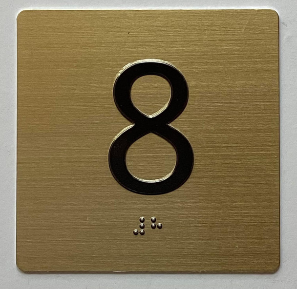 8TH FLOOR Elevator Jamb Plate Signage With Braille and raised number-Elevator FLOOR 8 number Signage  - The sensation line