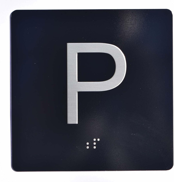 Sign Elevator JAMB Plate with Braille - Elevator Floor Number Brush BLACK