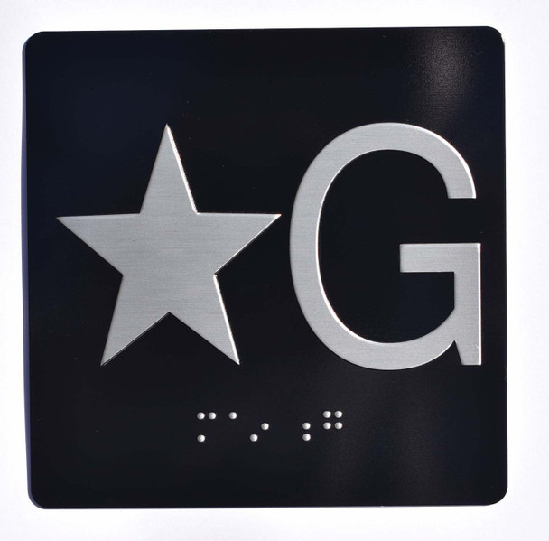 Sign Elevator JAMB Plate with Braille - Elevator Floor Number Brush BLACK