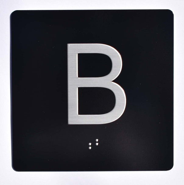 Sign Elevator JAMB Plate with Braille - Elevator Floor Number Brush BLACK
