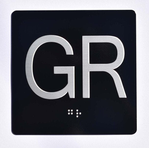 Sign Elevator JAMB Plate with Braille - Elevator Floor Number Brush BLACK