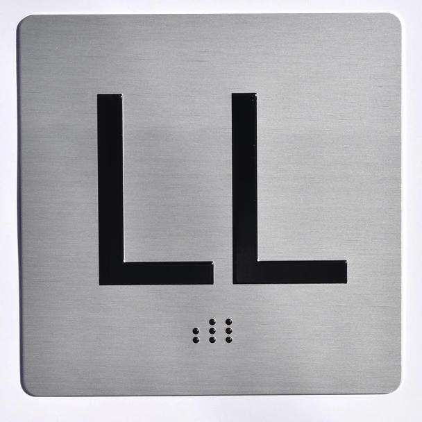 Elevator JAMB Plate with Braille - Elevator Floor Number Brush SILVER