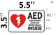 All Town Ambulance -20 pcs AED AUTOMATED External DEFIBRILLATOR Sign (White, Double Sided Tape,Aluminium, RED 3.5x5.5)