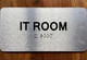 IT room / information technology room sign with Raised letters/Image & Grade 2 Braille - Includes Red Adhesive pad for Easy Installation (4" W x 8" H,Brushed Aluminum/silver, Tacticle Sign) - The park Ave Line