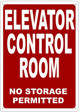 ELEVATOR CONTROL ROOM Sign