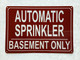 NYC AUTOMATIC SPRINKLER IN BASEMENT ONLY SIGN