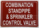 COMBINATION STANDPIPE AND SPRINKLER CONTROL VALVE COMPLIANCE SIGN