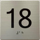Signage Elevator 18 FLOOR /jamb plate 18 floor  letters/Image & Grade 2 Braille - Includes Red Adhesive pad for Easy Installation (SILVER/BRUSH SILVER, Tacticle ) - The Sensation line