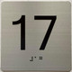 Signage Elevator 17 FLOOR /jamb plate 17 floor  letters/Image & Grade 2 Braille - Includes Red Adhesive pad for Easy Installation (SILVER/BRUSH SILVER, Tacticle ) - The Sensation line