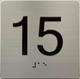 Signage Elevator 15 FLOOR /jamb plate 15 floor  letters/Image & Grade 2 Braille - Includes Red Adhesive pad for Easy Installation (SILVER/BRUSH SILVER, Tacticle ) - The Sensation line