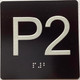 Elevator floor P2 parking floor 2  / jamb plate p2 parking floor 2  letters/Image & Grade 2 Braille - Includes Red Adhesive pad for Easy Installation ( black, Tacticle ) - The Sensation line