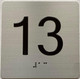 Sign Elevator 13 FLOOR /jamb plate 13 floor  letters/Image & Grade 2 Braille - Includes Red Adhesive pad for Easy Installation (SILVER/BRUSH SILVER, Tacticle ) - The Sensation line