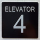 Sign ELEVATOR FLOOR NUMBER  with Raised letters/Image & Grade 2 Braille - Includes Red Adhesive pad for Easy Installation (BLACK, Tacticle ) - The sensation line (ELEVATOR NUMBER 4)