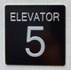 ELEVATOR FLOOR NUMBER  with Raised letters/Image & Grade 2 Braille - Includes Red Adhesive pad for Easy Installation (BLACK, Tacticle ) - The sensation line (ELEVATOR NUMBER 5)