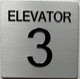 Signage ELEVATOR NUMBER   with Raised letters & Grade 2 Braille - Includes Red Adhesive pad for Easy Installation (SILVER, Tacticle ) - The sensation line (ELEVATOR NUMBER 3)