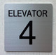 ELEVATOR NUMBER   with Raised letters & Grade 2 Braille - Includes Red Adhesive pad for Easy Installation (SILVER, Tacticle ) - The sensation line (ELEVATOR NUMBER 4)