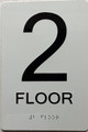 2nd floor /Floor 2  with Raised letters/Image & Grade 2 Braille - Includes Red Adhesive pad for Easy Installation ( white, Tacticle ) - The sensation line