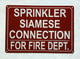 NYC SPRINKLER SIAMESE CONNECTION FOR FIRE DEPARTMENT SIGN