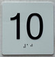 Sign Elevator floor 10 /jamb plate floor 10  letters/Image & Grade 2 Braille - Includes Red Adhesive pad for Easy Installation (white, Tacticle ) - The Sensation line