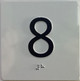 Elevator floor 8 /jamb plate floor 8  letters/Image & Grade 2 Braille - Includes Red Adhesive pad for Easy Installation (white, Tacticle ) - The Sensation line
